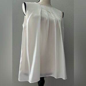Michael Kors Sleeveless Ivory Pleated Front Blouse - Petite Medium -Work Office